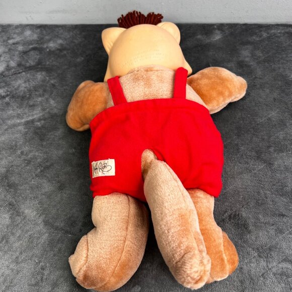 Cabbage Patch Koosas Cat Plush Doll Xavier Roberts Red Overalls Coleco Kids - Picture 4 of 7